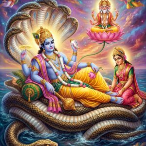 Sri Maha Vishnu and Lakshmi Devi On Ksheera Sagara